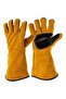 Leather Barbecue Gloves Heat Resistant 40 cm Long Bbq Oven Fireplace Camping Gloves Mustard Yellow