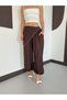 Women's Brown Scarf Detailed Shalwar Style Pants with Elastic Waist - 6