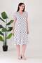 Women's White Black Polka Dot Pattern Ruffled Sleeves and Hem Plus Size Wrinkled Dress - 3