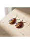 100% Handmade Copper |   Copper Orange Navy Blue Geometric Patterned Dangle Earrings |   100% Handmade Look - 4