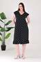 Women's Black and White Polka Dot Pattern Ruffled Sleeves and Hem Plus Size Wrinkled Dress - 5