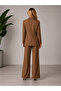 Camel Women's Belted Blazer Jacket and Palazzo Trousers Two-Piece Set – Suitable for Daily Use - 5