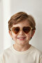 Heart Shaped Glittery Yellow Brown Sunglasses for Children Summer Beach and Party Accessory - 3