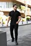 Men's Zippered Collar Short Sleeve Tshirt - 4