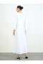 Off White Jalabiya with Floral Embellishments - 5