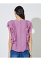 Purple Ruffled Sleeveless Blouse - 5