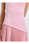 Pink Pleated A-Line Midi Dress - 4