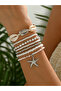 Women Beaded Bracelet Stack with Starfish Charm - 2