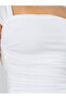 White Square Neck Bodycon Knee Length Dress - 4