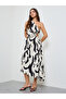 Black One Sleeve Midi Dress with Ruched Detail - 3