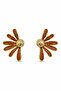 Yellow and Brown Tone Flower Motif Bijouterie Earrings Women's Accessory