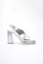 Silver Women's Heeled Platform Sandals Tr12My04F