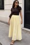 Elastic Waist Draped Maxi Skirt