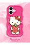 iPhone 16 Plus Compatible Case with Camera Protector Red Silicone Couple Phone Case Kitty Pattern - 2
