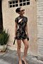 فستان قصير منقوش بنمط التنين الأسود Qipao Y2K - 3