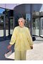 Cotton Balloon Sleeve Lace Detailed Waist Gathered Double Set - Yellow - 4