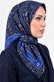 وشاح نسائي أصلي من قماش الديمي المزخرف باللون الأزرق الداكن