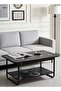 Migue home Modern Two Tier Coffee Table for Living Room, Easy Assembly, 100cm L x 60cm W x 40cm H, Black Color