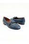 Women's Genuine Leather Ballerinas Navy Blue - 3