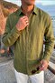 Jora Premium 100% Cotton Linen Regular Fit Green Men's Shirt - 5