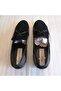 Men's Genuine Leather Suede Black and Gray Patchwork Combination with Pompom Soft Thin Hard Rubber Sole Loafer Shoes - 4