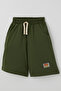 Boy's Shorts with Embroidered Emblem and Lace Accessories, Ages 6-10, Khaki Green - 3