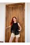 Women's Black Tulle Modal Layered Blouse Frv0204 - 3