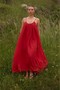 Red Dress with Ruched Collar and Lined Straps 3173