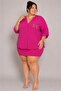 Large Size V-Neck Buttoned Stone Embroidered Capri Sleeve Pocket Thin Women's Shirt - 6
