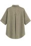 1030 Women's Cotton Striped Slightly Transparent Short Sleeve Oversize Shirt Khaki - 4