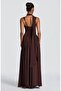 Imported Atlas Fabric Back Detail Maxi Dress Brown - 3