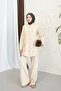 Hooded Detailed Pocketed 100% Cotton Linen Double Set - 3