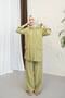 Hooded Detailed Pocketed 100% Cotton Linen Double Set - 5