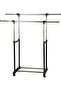 Double Garment Rack with Extendable Pipes – Adjustable Clothes Hanging Rack, Free Standing Wardrobe Organizer for Bedroom, Laundry Room & Home Storage