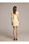 Yellow Square Neck Mini Evening Dress - 4