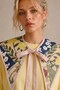 Women's Short Sleeve Rosalie Bloom T-Shirt with Shawl Collar Accessory Yellow – Flexible Fabric, Comfortable Fit