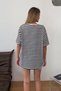 Women's Crew Neck Oversize Striped T-Shirt Black White - 26Y 508 - 4