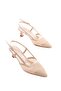 Zri̇n-607 Premium Beige Daily Mesh Open Back 7 cm Heeled Shoes - 3