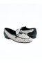 Woman's genuine leather flat shoes black white - 3