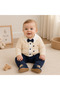 Baby Boy Cotton Knitwear Cardigan Navy Blue Velvet Trousers Set