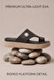 Eva Auralight Women's Black Flip-Flops with Thick Soles - Straw Pattern with Stone and Pearl Detail Ultr - 7