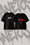 Kanye West_13 Design Printed Oversize Crew Neck T-Shirt Black