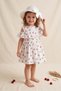 Girl's Hat and Fruit Printed Cotton Scallop Detail Summer Dress M00841 White - Red