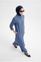 Buttoned Shirt Collar Pants Hijab Double Suit Indigo 26Yt6186 - 3