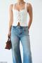 Bird's Eye Lace-Up Linen Vest with Back Zipper - 2