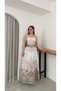 Women's Halter Neck Bustier Knee-Length Skirt Floral Double Linen Set