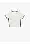 Slim Fit Printed Crew Neck Short Sleeve Sports Crop T-Shirt - 4