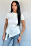 Cream Women's Blouse with Buckle Side Tie - 2