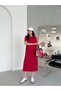 Women's Crew Neck Short Sleeve Side Slit Midi Dress - 5