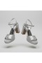 (Park Moda) Single Band Platform (1 cm) Women's Heels (8 cm) Shoes Silver